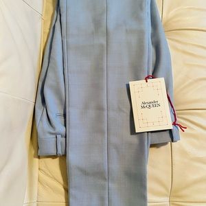 Alexander McQueen Wool-Blend Pale Blue Cigarette Pants